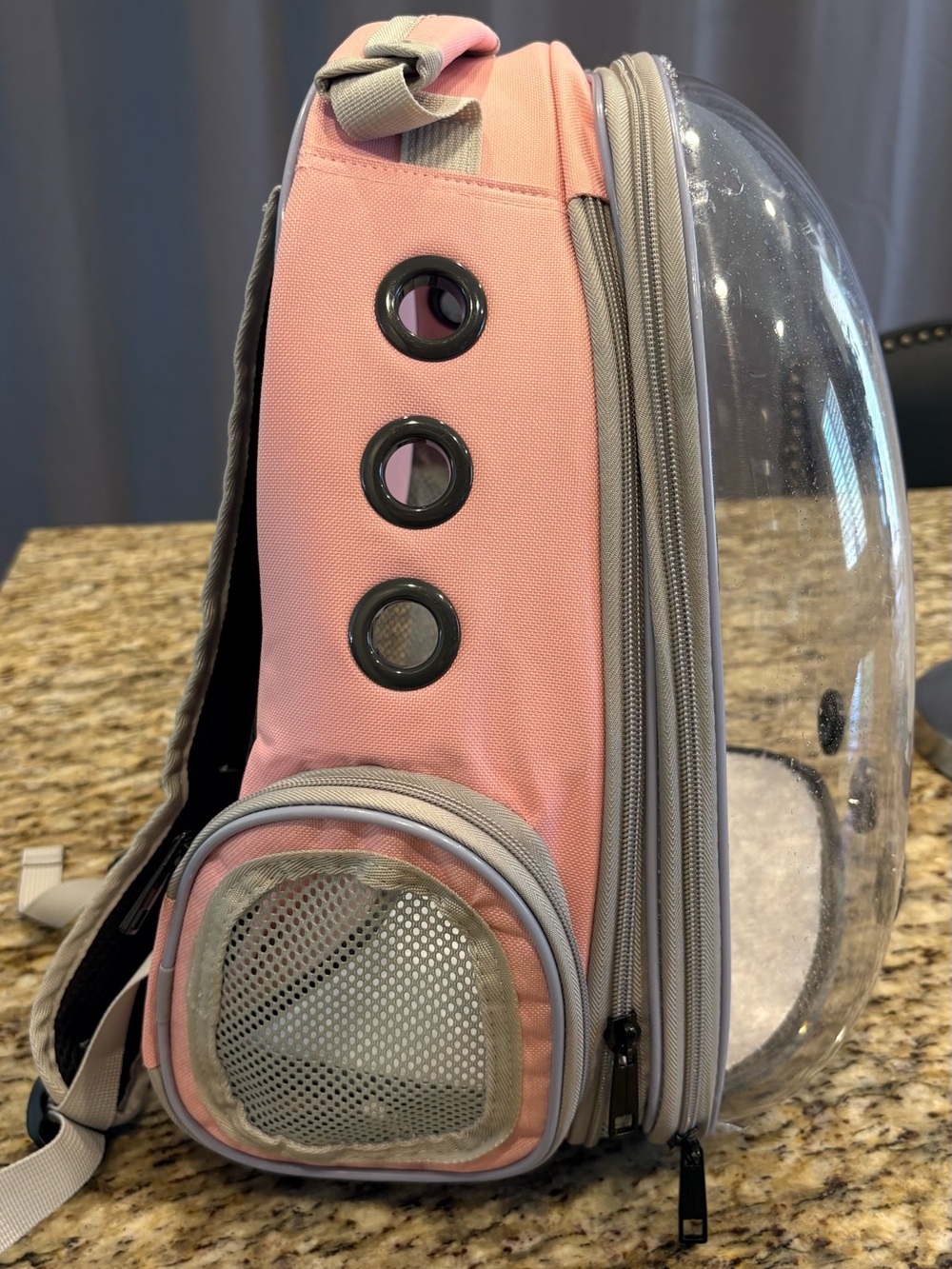 Pink Cat Bubble Backpack Carrier - Clear Dome Travel Backpack